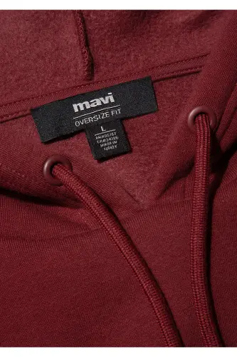 Logo Baskılı Kapüşonlu Kırmızı Sweatshirt 067149-70396 - Kırmızı-70396 - 7