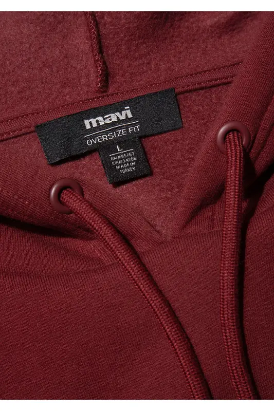 Logo Baskılı Kapüşonlu Kırmızı Sweatshirt 067149-70396 - Kırmızı-70396 - 7