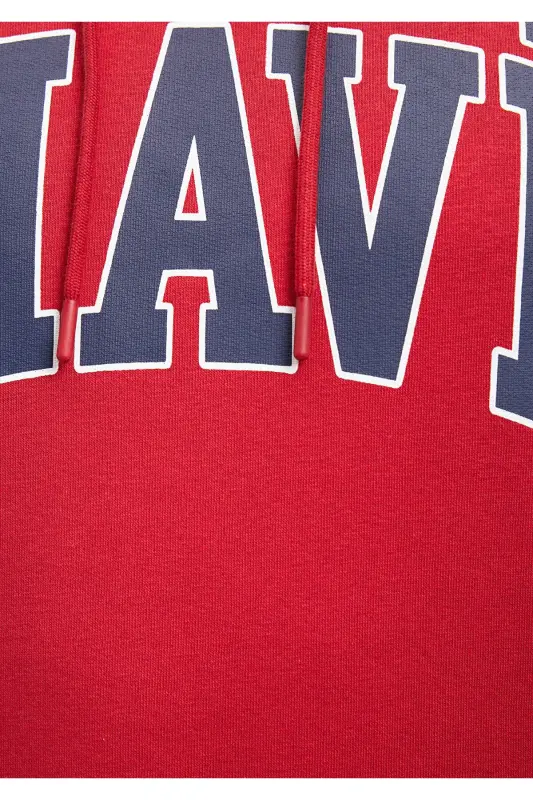 Logo Baskılı Kapüşonlu Kırmızı Sweatshirt 067149-81773 - Kırmızı-81773 - MAVI