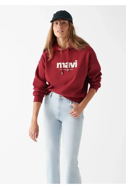 Logo Baskılı Kapüşonlu Kırmızı Sweatshirt 168334-70430-Kırmızı - 2