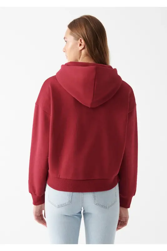 Logo Baskılı Kapüşonlu Kırmızı Sweatshirt 168334-70430-Kırmızı - 4