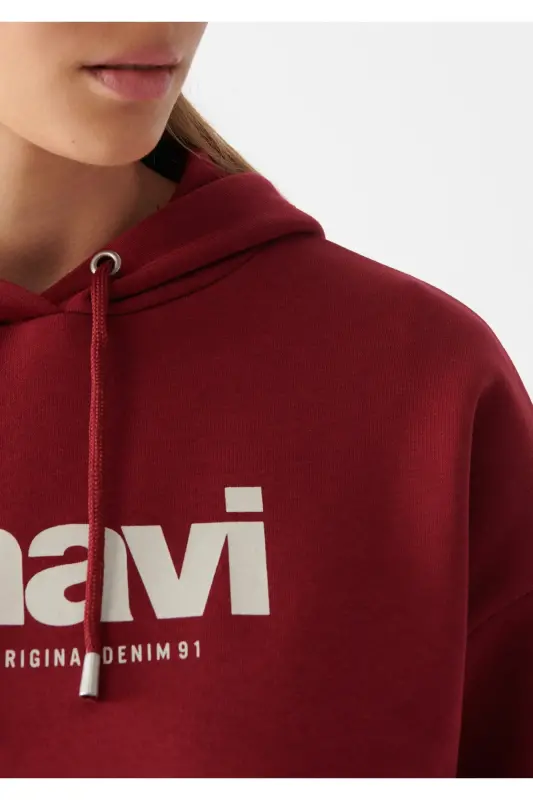 Logo Baskılı Kapüşonlu Kırmızı Sweatshirt 168334-70430-Kırmızı - 5