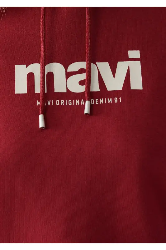 Logo Baskılı Kapüşonlu Kırmızı Sweatshirt 168334-70430-Kırmızı - 6