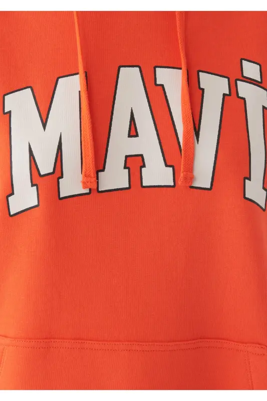 Logo Baskılı Kapüşonlu Kırmızı Sweatshirt Oversize/geniş Kesim 1600361-70456-Kırmızı - 5