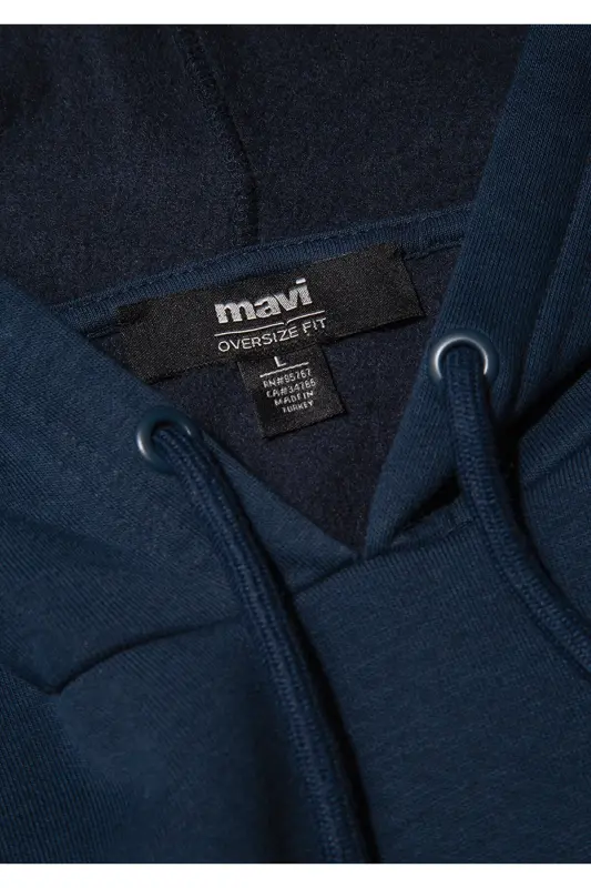 Logo Baskılı Kapüşonlu Lacivert Sweatshirt 067149-29743-Lacivert - 8