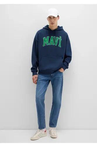 Logo Baskılı Kapüşonlu Lacivert Sweatshirt 067149-29743-Lacivert - MAVI (1)