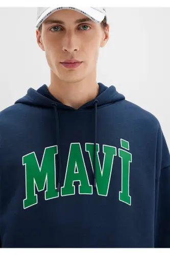 Logo Baskılı Kapüşonlu Lacivert Sweatshirt 067149-29743 - Lacivert-29743 - 6