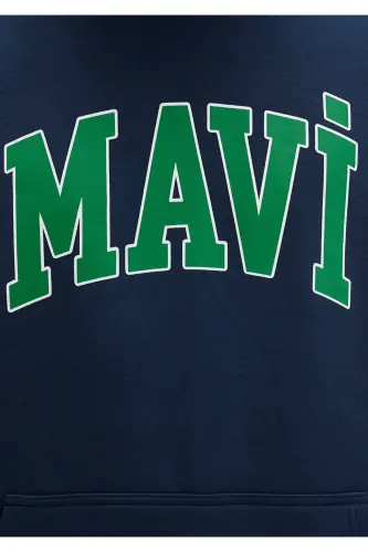 Logo Baskılı Kapüşonlu Lacivert Sweatshirt 067149-29743 - Lacivert-29743 - 7