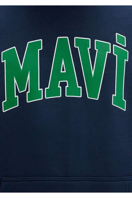 Logo Baskılı Kapüşonlu Lacivert Sweatshirt 067149-29743 - Lacivert-29743 - 7