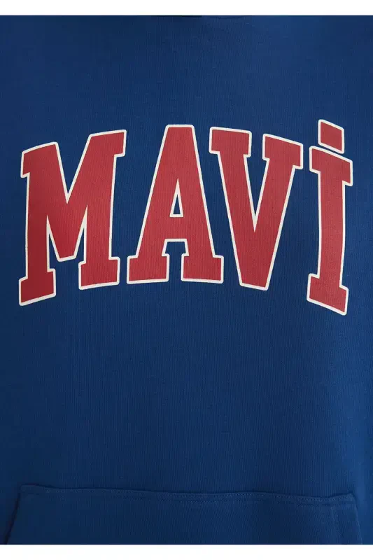 Logo Baskılı Kapüşonlu Lacivert Sweatshirt 1600361-82625-Lacivert - 7