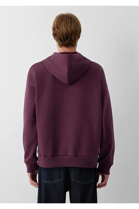 Logo Baskılı Kapüşonlu Mor Sweatshirt 067149-70434 - Mor - 5