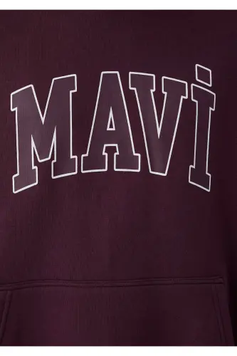 Logo Baskılı Kapüşonlu Mor Sweatshirt 067149-70434 - Mor - 7