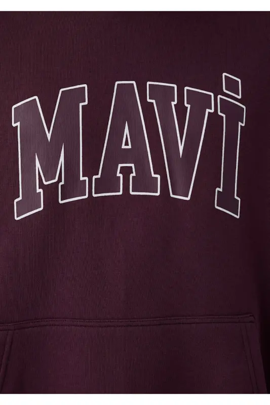 Logo Baskılı Kapüşonlu Mor Sweatshirt 067149-70434 - Mor - 7