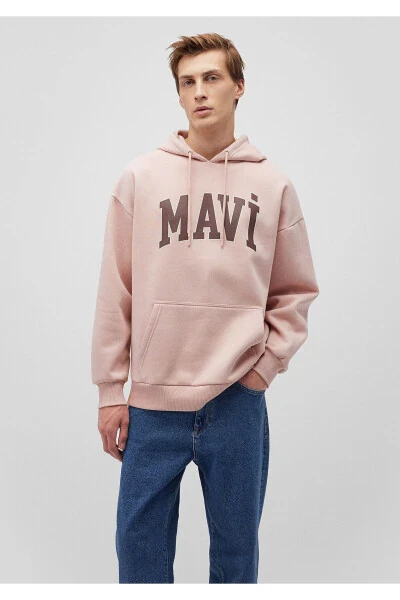 Logo Baskılı Kapüşonlu Pembe Sweatshirt 067149-71150-Pembe - MAVI