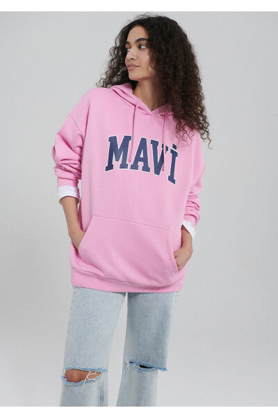 Logo Baskılı Kapüşonlu Pembe Sweatshirt 1600361-71038 - 23