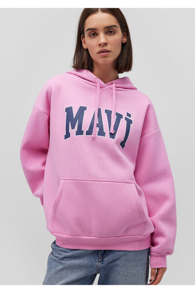 Logo Baskılı Kapüşonlu Pembe Sweatshirt 1600361-71038 - 8