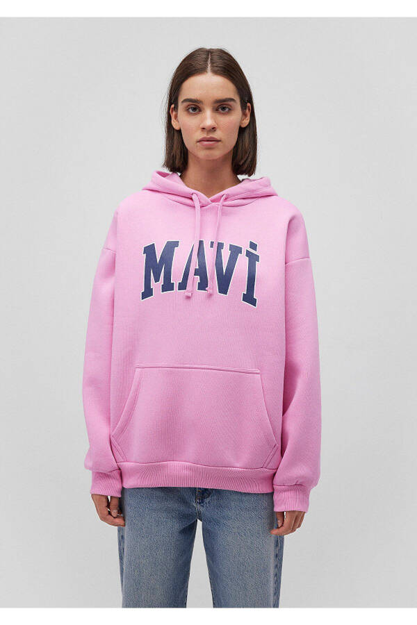 Logo Baskılı Kapüşonlu Pembe Sweatshirt 1600361-71038 - 11