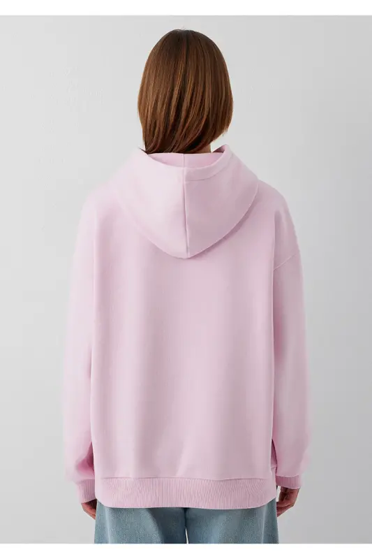 Logo Baskılı Kapüşonlu Pembe Sweatshirt 1600361-86959 - Pembe - 6