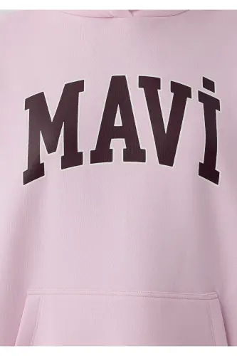 Logo Baskılı Kapüşonlu Pembe Sweatshirt 1600361-86959 - Pembe - 8