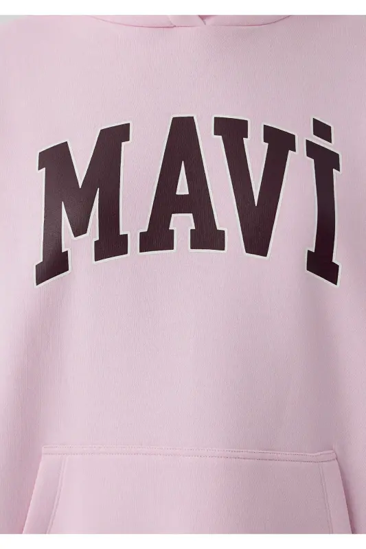 Logo Baskılı Kapüşonlu Pembe Sweatshirt 1600361-86959 - Pembe - 8