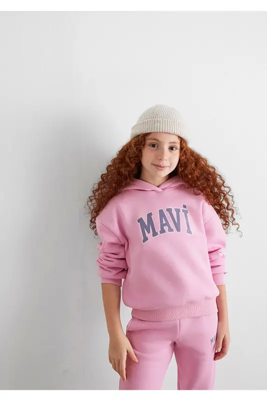 Logo Baskılı Kapüşonlu Pembe Sweatshirt 7610035-70973-Pembe - MAVI