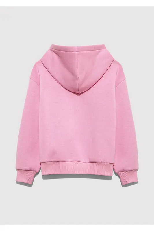 Logo Baskılı Kapüşonlu Pembe Sweatshirt 7610035-70973-Pembe - 3