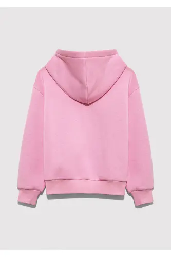 Logo Baskılı Kapüşonlu Pembe Sweatshirt 7610035-70973-Pembe - 3
