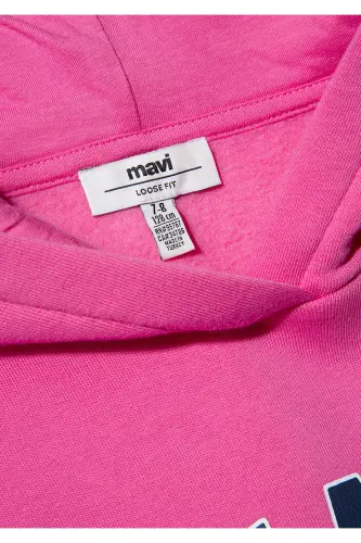 Logo Baskılı Kapüşonlu Pembe Sweatshirt 7610035-70982 - Pembe-70982 - 4