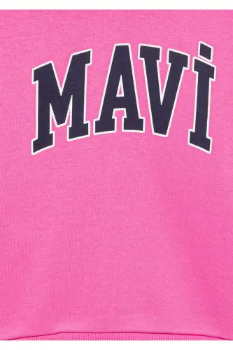 Logo Baskılı Kapüşonlu Pembe Sweatshirt 7610035-70982 - Pembe-70982 - 5