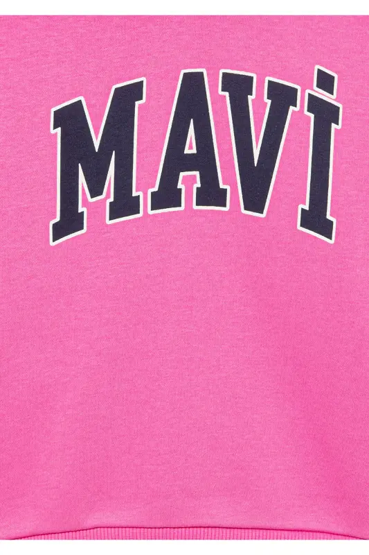 Logo Baskılı Kapüşonlu Pembe Sweatshirt 7610035-70982 - Pembe-70982 - 5