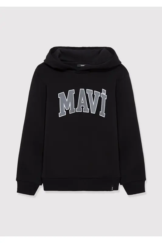 Logo Baskılı Kapüşonlu Qora Sweatshirt 6610110-900-Qora - 2