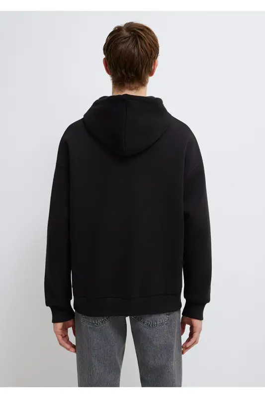 Logo Baskılı Kapüşonlu Siyah Sweatshirt 067149-902 - Siyah-902 - 5