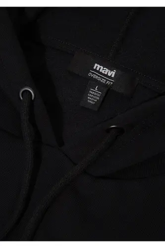 Logo Baskılı Kapüşonlu Siyah Sweatshirt 067149-902 - Siyah-902 - 8