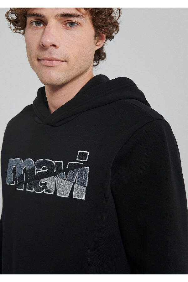 Logo Baskılı Kapüşonlu Siyah Sweatshirt 0s10105-900 - 5