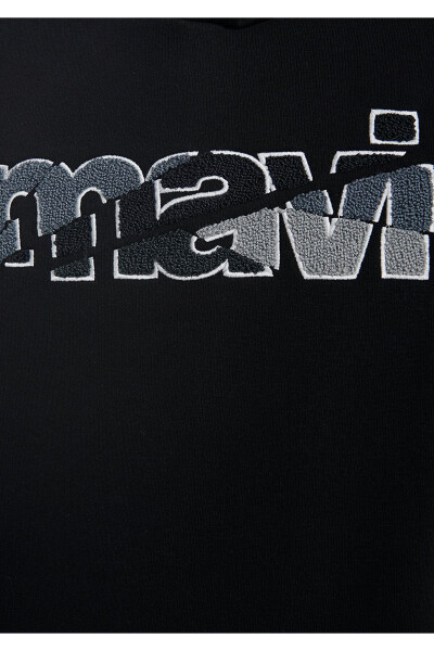 Logo Baskılı Kapüşonlu Siyah Sweatshirt 0s10105-900 - 6