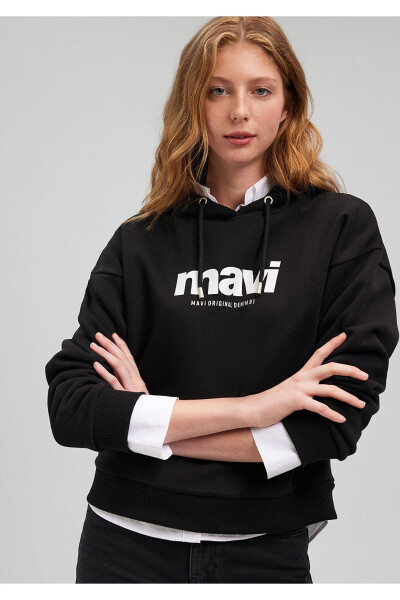 Logo Baskılı Kapüşonlu Siyah Sweatshirt 168334-900 - 13