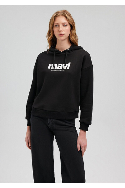 Logo Baskılı Kapüşonlu Siyah Sweatshirt 168334-900 - 16