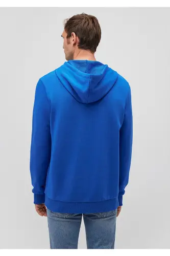 Logo Baskılı Kapüşonlu Sweatshirt 065606-70913-Mavi - 4