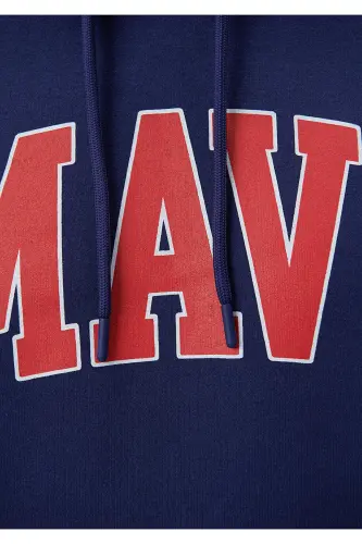 Logo Baskılı Kapüşonlu Sweatshirt 067149-70722-Mavi - 6