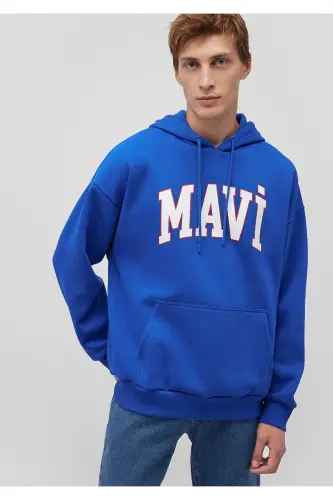 Logo Baskılı Kapüşonlu Sweatshirt 067149-70896 - Mavi-70896 - MAVI (1)