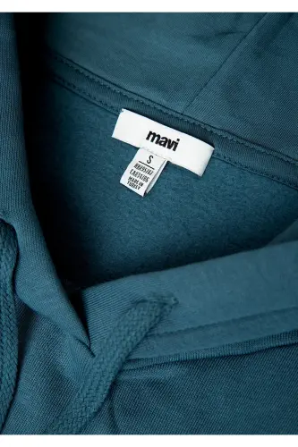 Logo Baskılı Kapüşonlu Sweatshirt 1600361-70771 - Mavi - 8