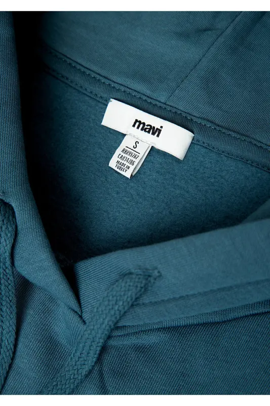Logo Baskılı Kapüşonlu Sweatshirt 1600361-70771 - Mavi - 8