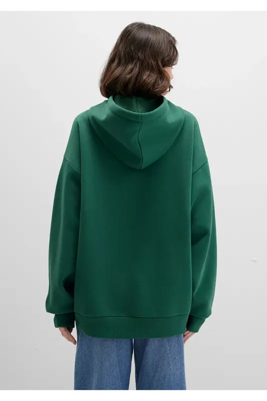 Logo Baskılı Kapüşonlu Yeşil Sweatshirt 1600361-71892 - Yeşil - 71892 - 5