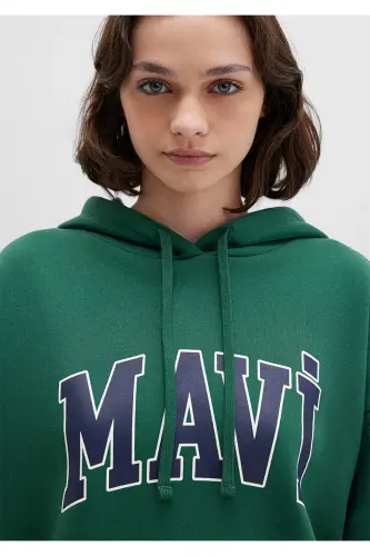 Logo Baskılı Kapüşonlu Yeşil Sweatshirt 1600361-71892 - Yeşil - 71892 - 6