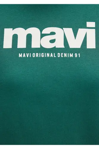 Logo Baskılı Kapüşonlu Yeşil Sweatshirt 168334-71874-Yeşil - 8