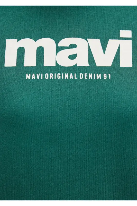 Logo Baskılı Kapüşonlu Yeşil Sweatshirt 168334-71874-Yeşil - 8