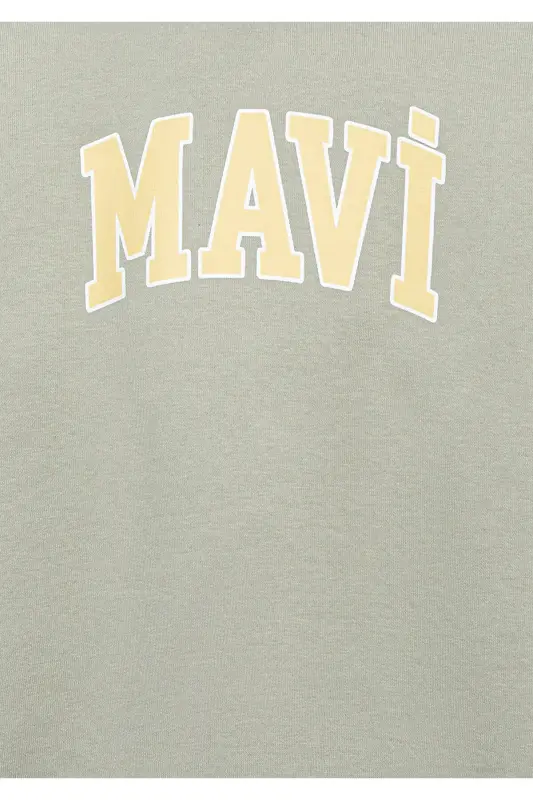 Logo Baskılı Kapüşonlu Yeşil Sweatshirt 6610110-70155-Gri - 6