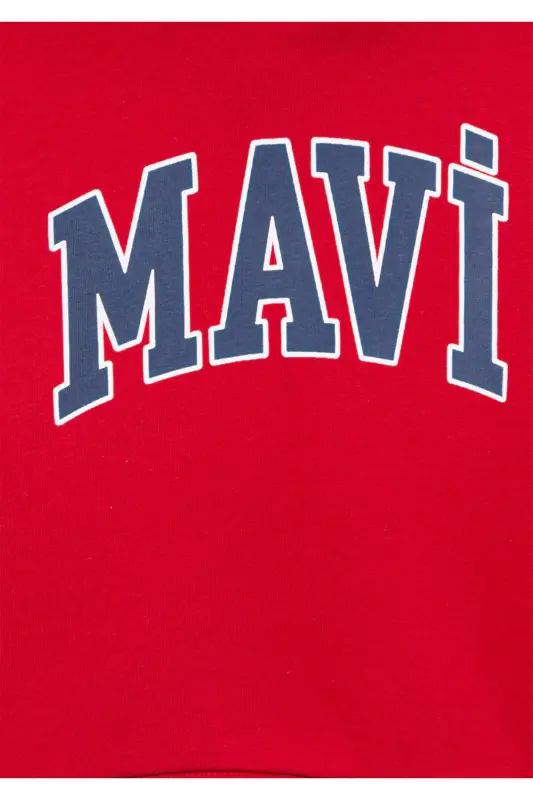 Logo Baskılı Kırmızı Kapüşonlu Sweatshirt 6610110-70464-Kırmızı - 5