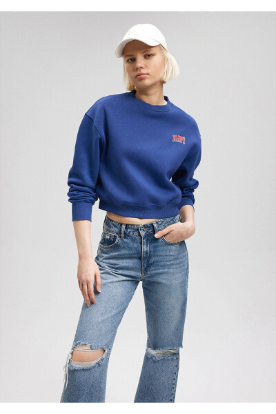 Logo Baskılı Lacivert Crop Sweatshirt 1611601-70722 - 20