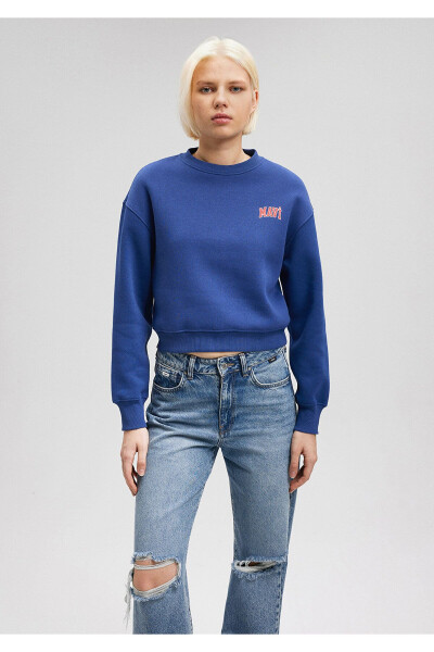 Logo Baskılı Lacivert Crop Sweatshirt 1611601-70722 - 21